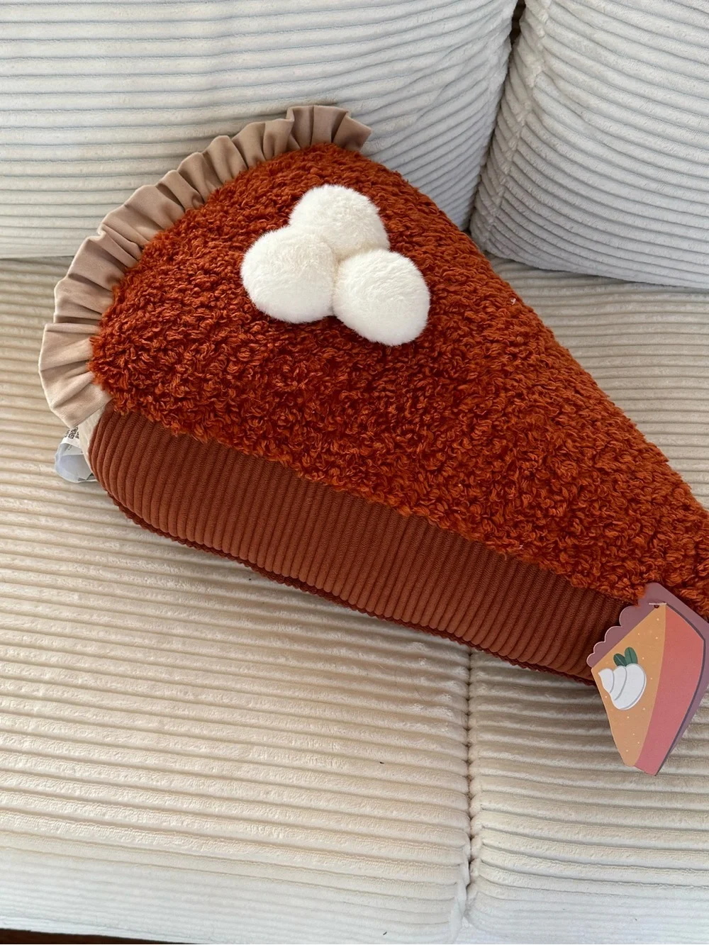 Giant Oversized Pumpkin Pie Slice Pillow Plush Soft NWT