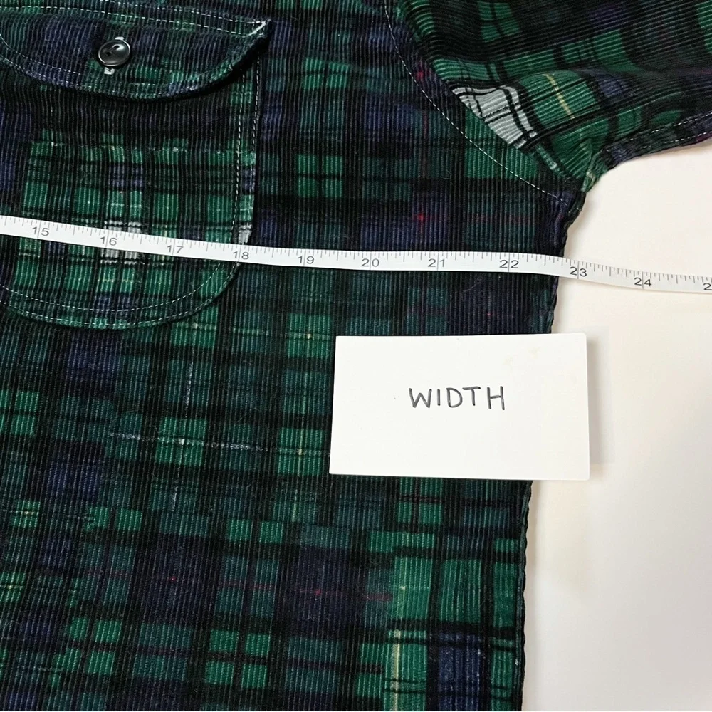 J. Crew Garment Dyed Corduroy Workshirt Large blue green plaid shirt shacket‎