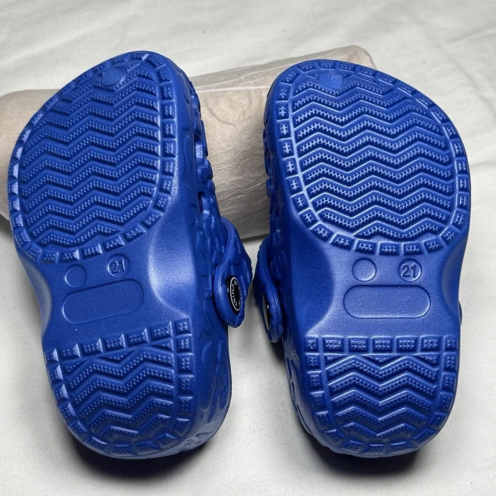 Blue Dinosaur Clogs Kids Size‎ 5 Toddler Slip On Sandals W Charms