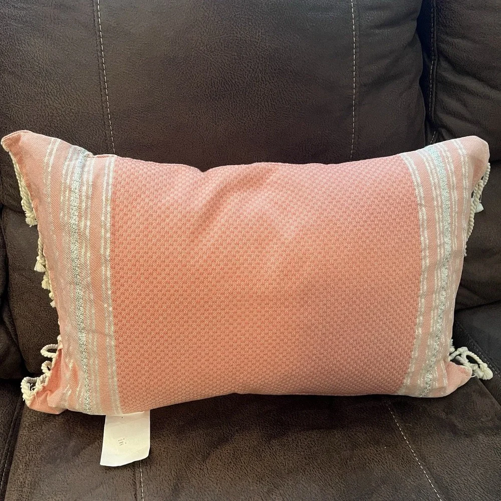 Devi Designs‎ Throw Pillow Feather Filled Cotton Cover Nautical Coral Beachy