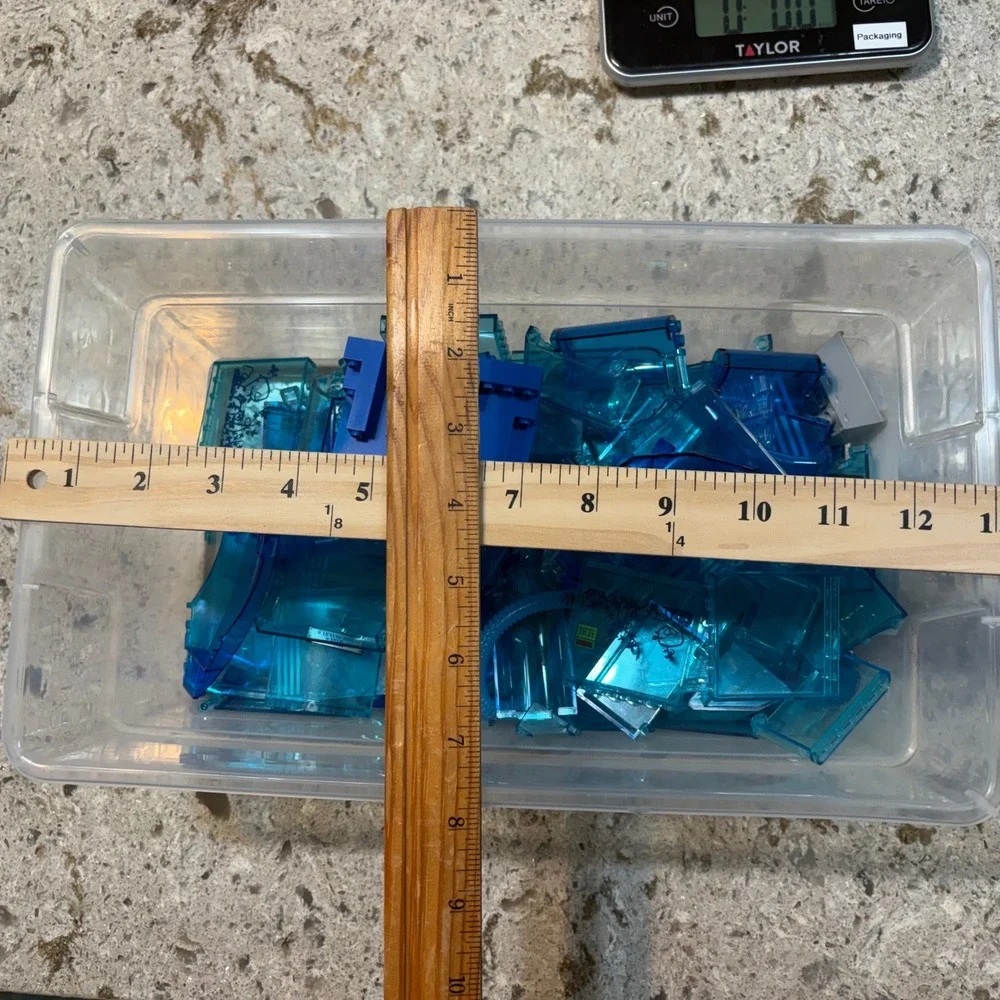 LEGO Translucent Blue Bulk Bricks and Specialty Pieces Lot 1.5lbs+