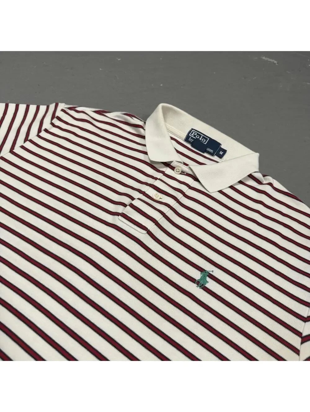 Polo Ralph Lauren White and Red Stripe Short Sleeve Polo Shirt