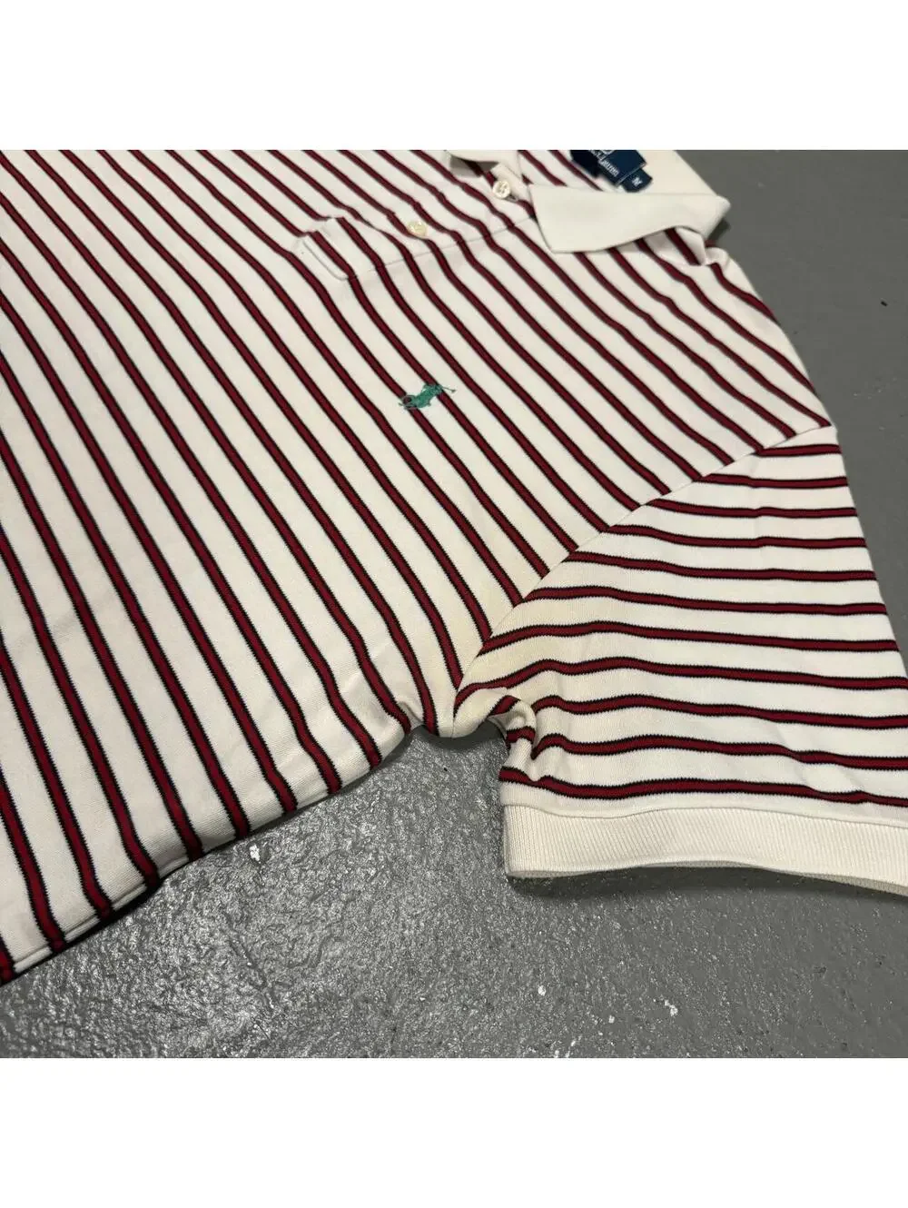 Polo Ralph Lauren White and Red Stripe Short Sleeve Polo Shirt
