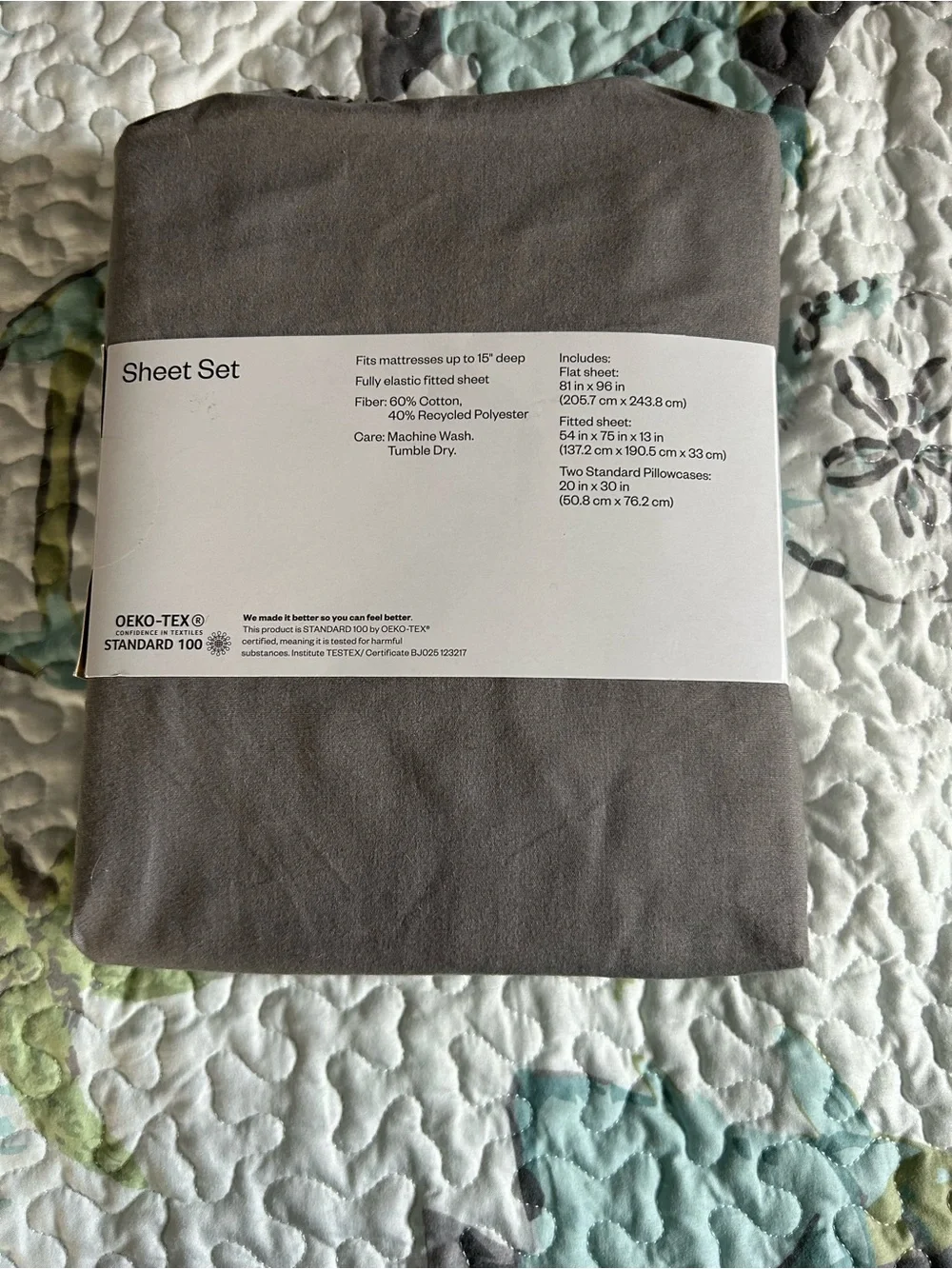 Room Essentials Easy-Care Sheet Set in Gray