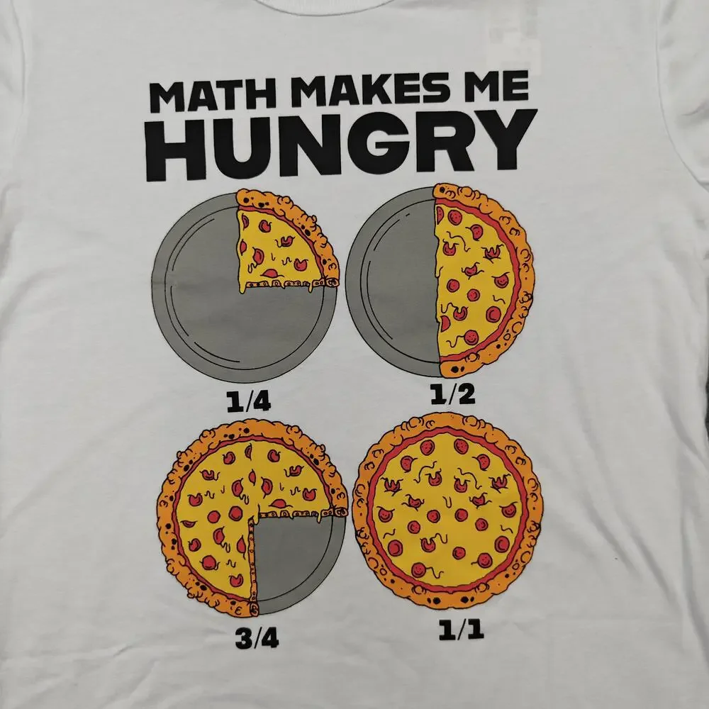 The Children's Place Shirt Kids 10 White Math Makes Me Hungry Pizza Graphic