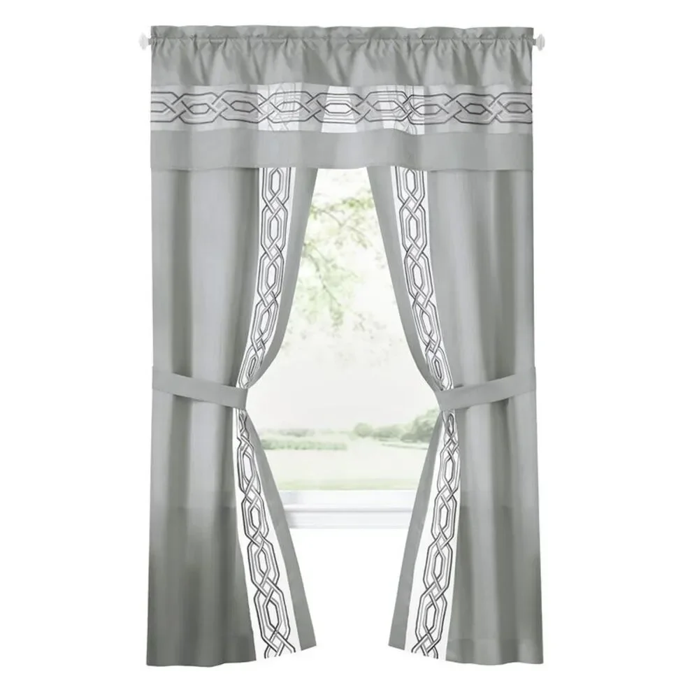 PowerSellerUSA Crisp & Clean Minimalist Two-Tone Window Curtain Set with