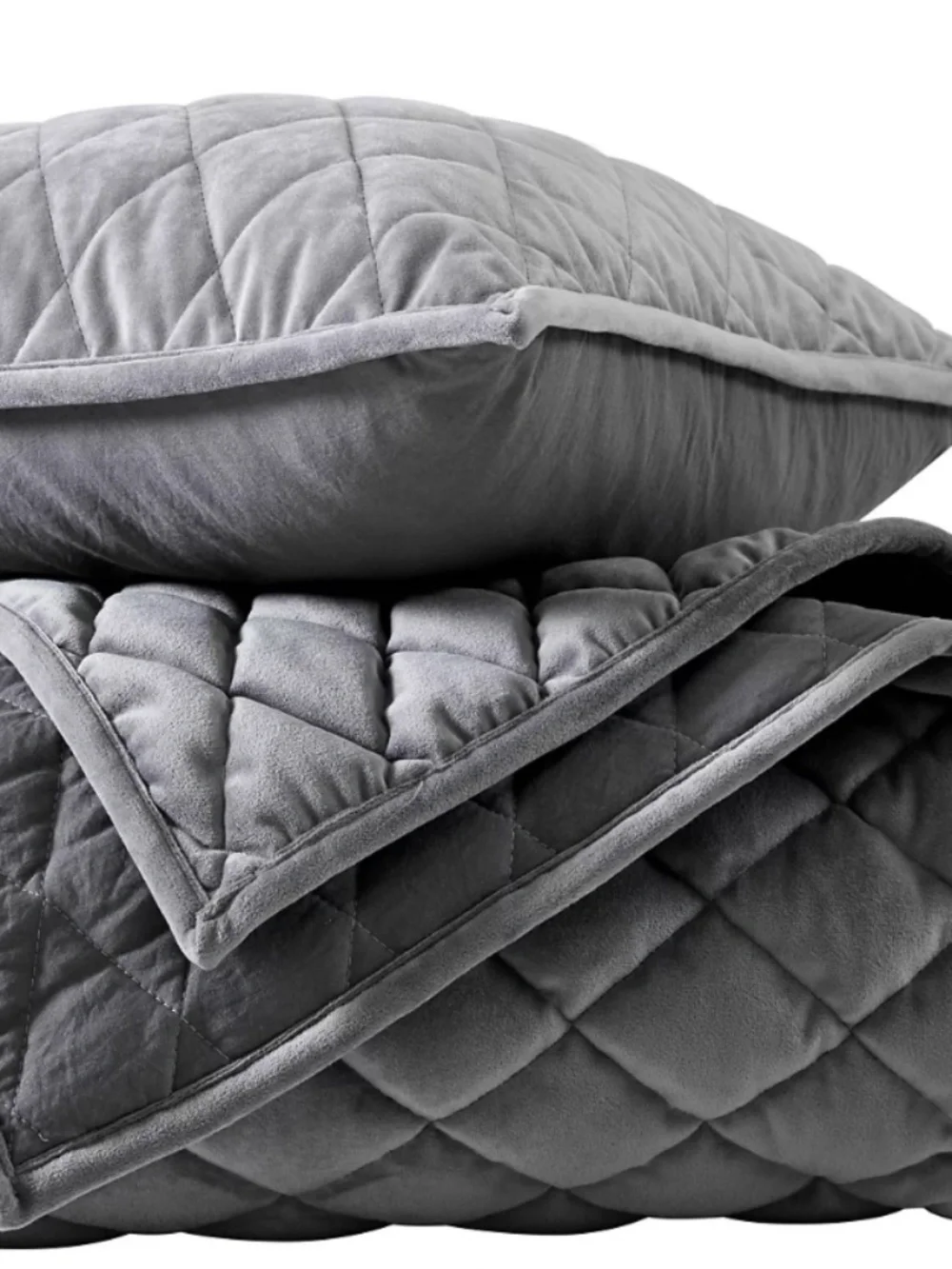 Vera Wang Velvet Soft Charcoal Velvet KING Size Coverlet with King Shams