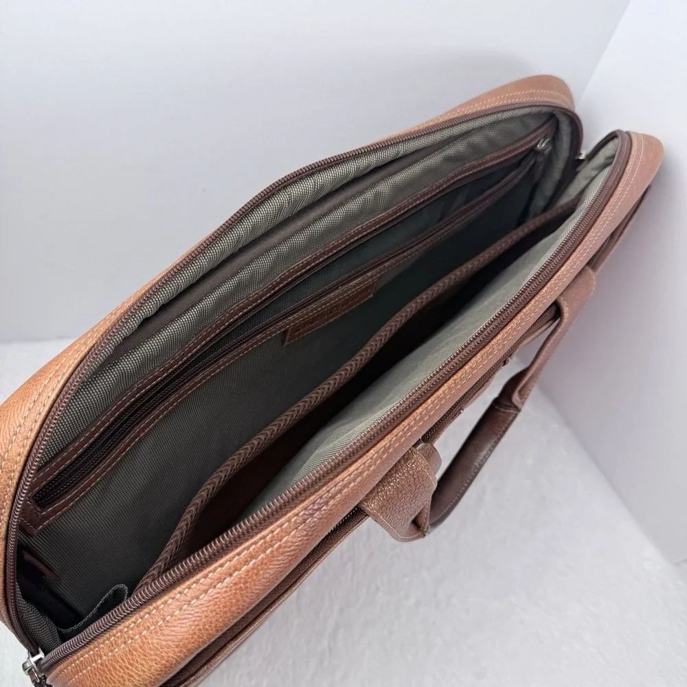 Johnston & Murphy Brown Leather Laptop Briefcase Business Travel Bag