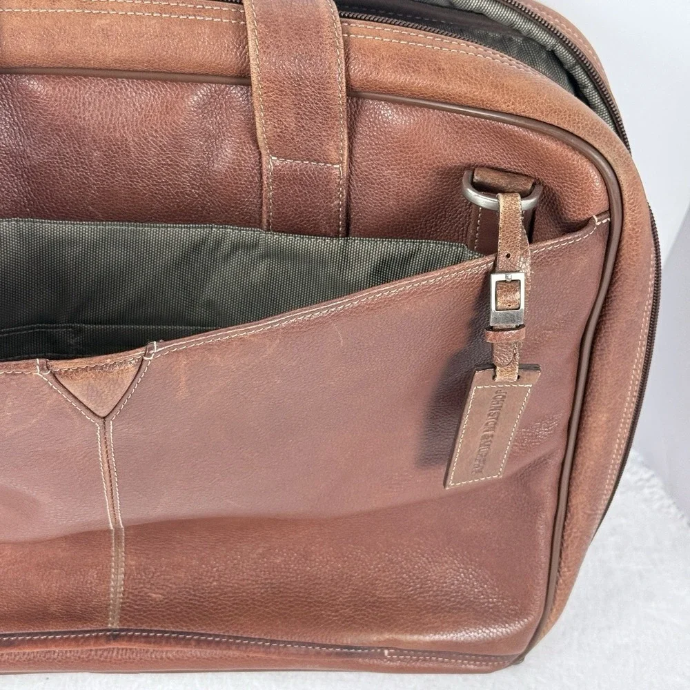 Johnston & Murphy Brown Leather Laptop Briefcase Business Travel Bag