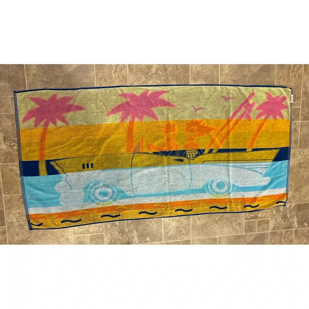 Vintage Franco‎ Cotton Beach Towel Colorful Beach Cruiser 55X26