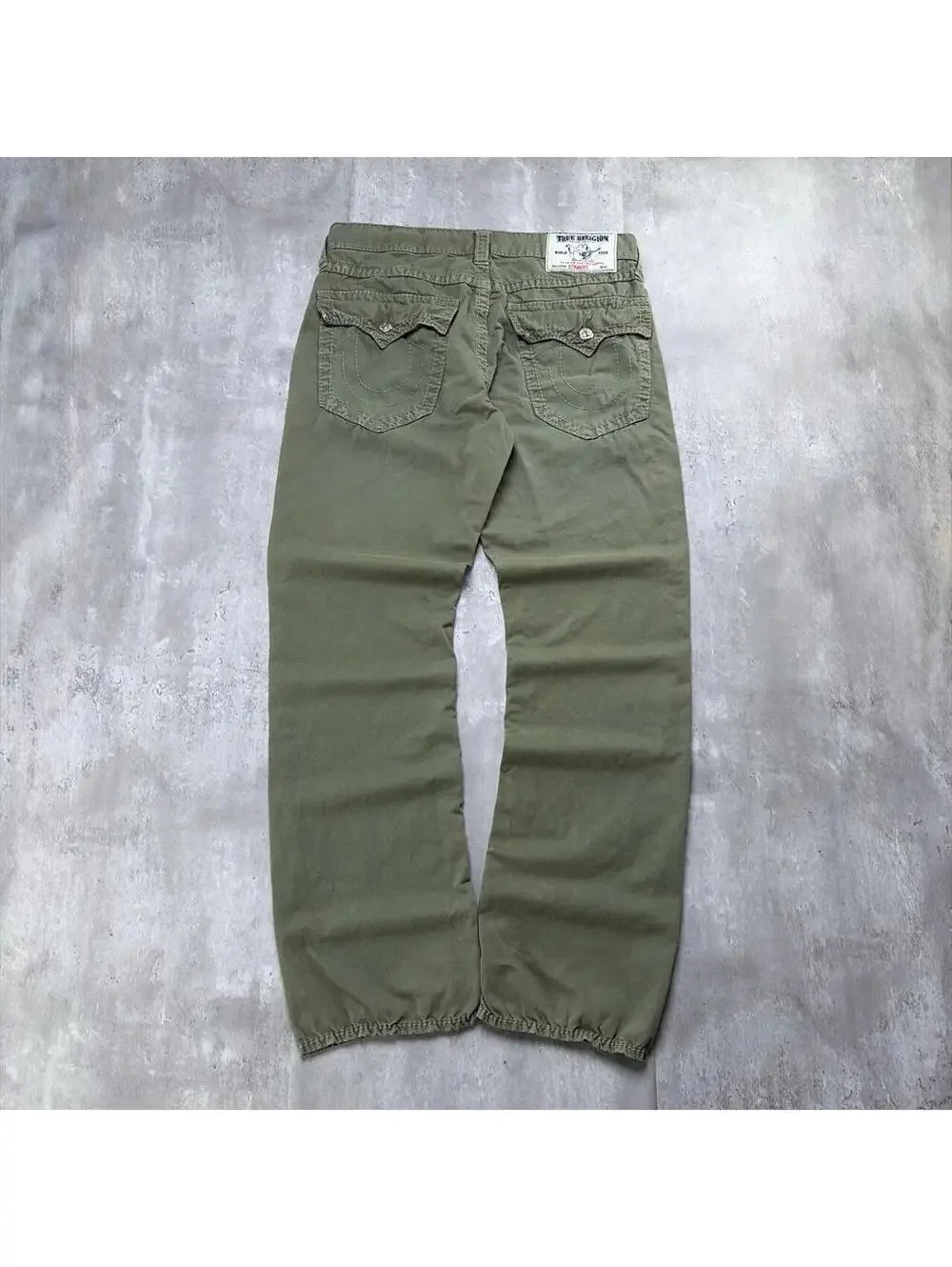 Y2K Olive Green True Religion Grunge Straight Skater Pants