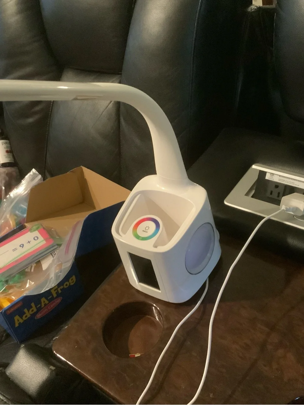 White LED Desk Lamp with Touch Color Ring and Organizer