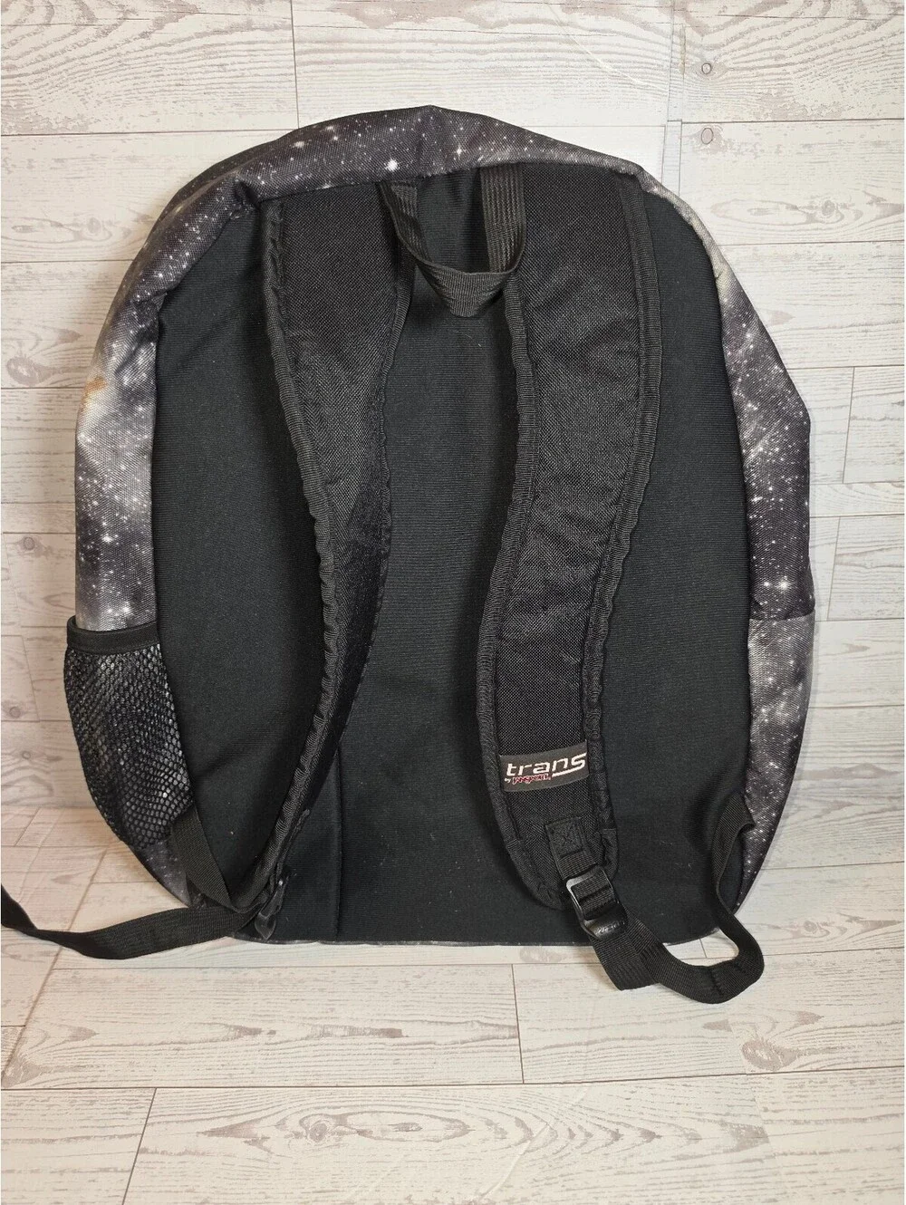 JanSport Trans Odyssey Backpack Black Gray Galaxy Print Large Travel School