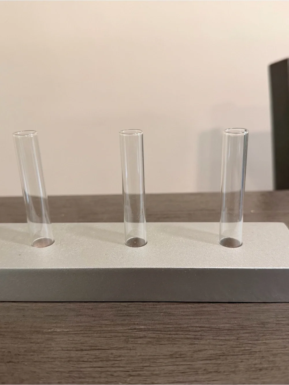 Plant Propagation Station w/ Clear Glass Tube Bud Vase Set on Silver Base