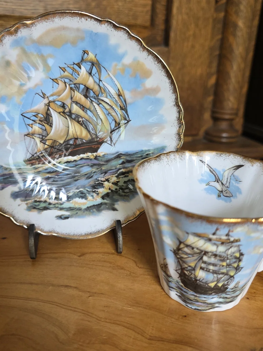Vintage Royal Standard Nautical Sailing Ship Teacup and Saucer Set
