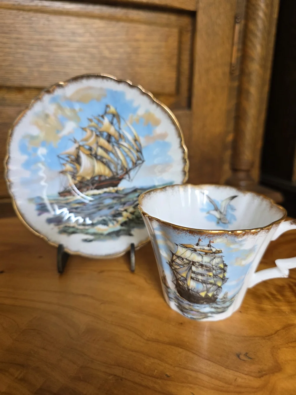 Vintage Royal Standard Nautical Sailing Ship Teacup and Saucer Set