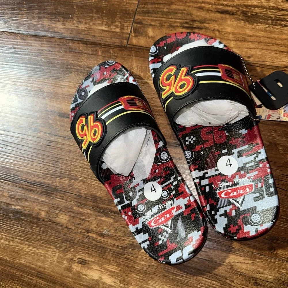 Ground Up Pixar‎ Lightning McQueen Flip Flop Big Kids Size 4 NEW