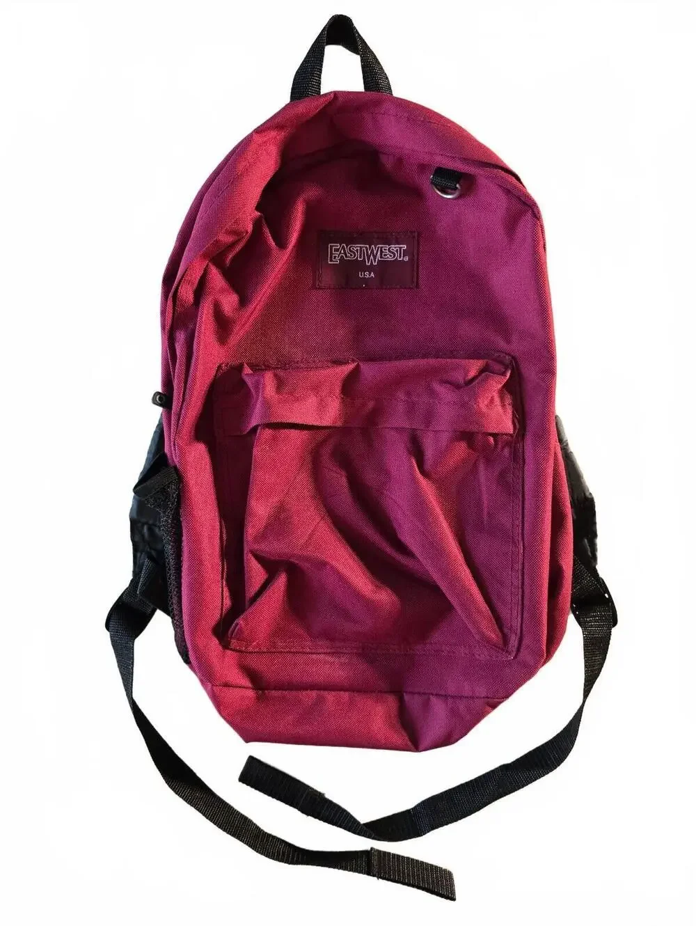 East West USA Burgundy Classic Backpack with Front Pocket