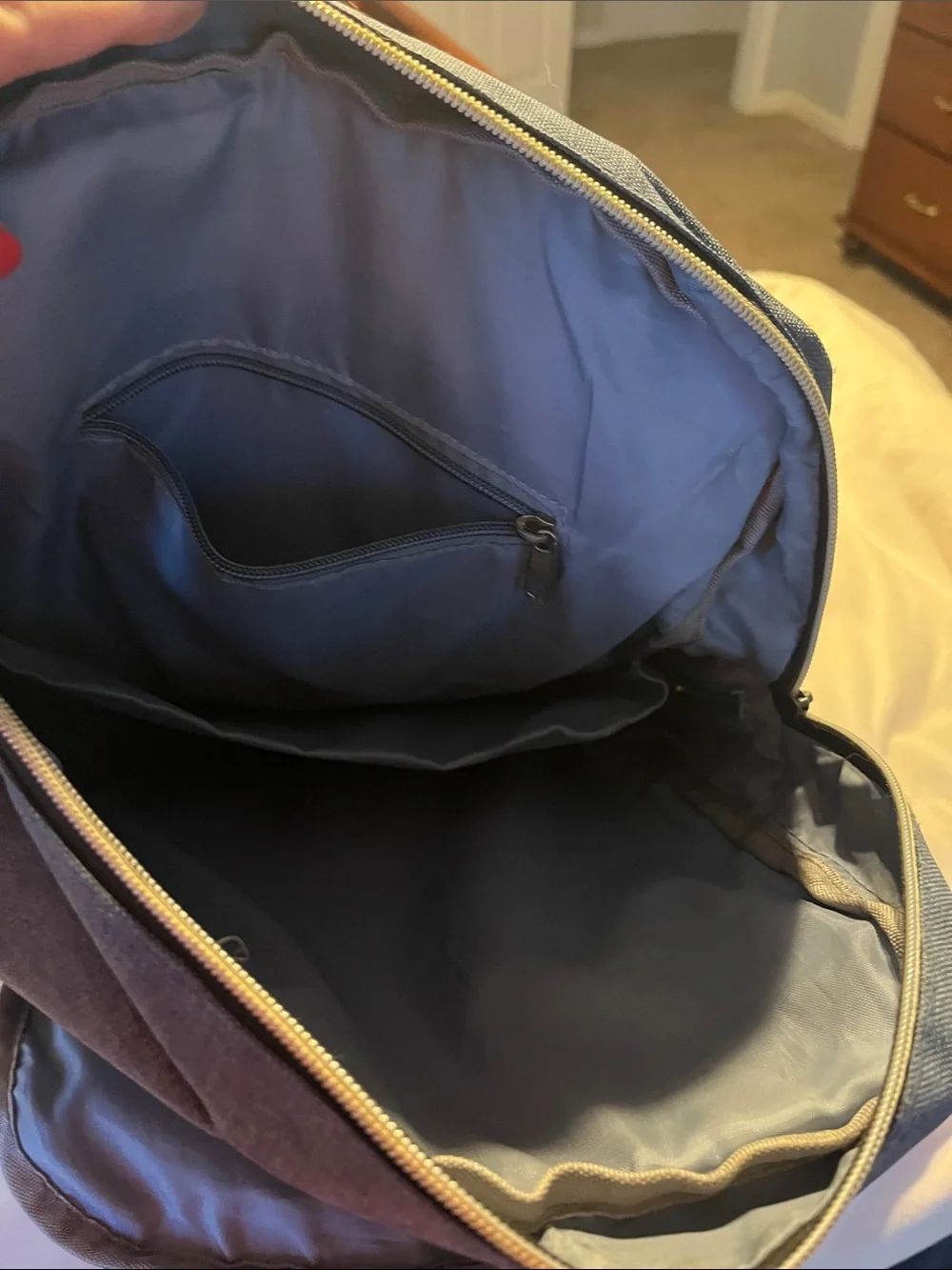 UGRACE Blue Canvas Backpack with Brown Accents
