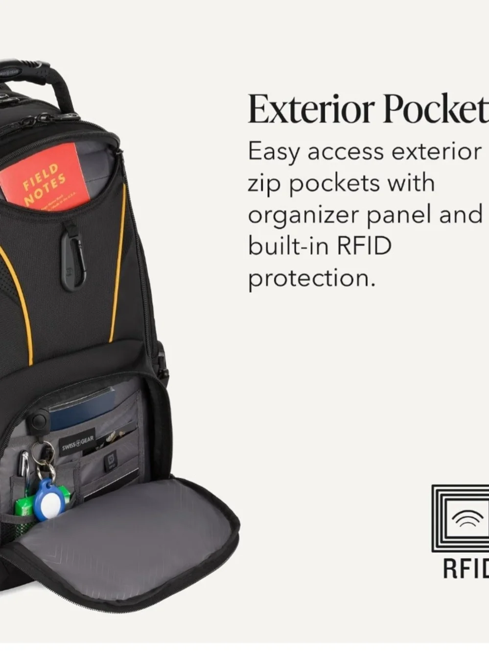SwissGear Black & Yellow Multi-Compartment Laptop Backpack