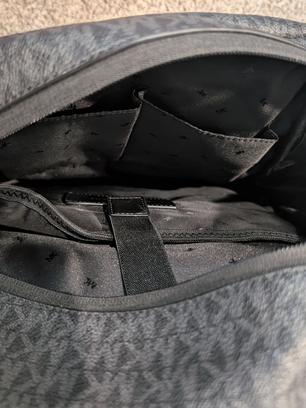 Michael Kors Black Monogram Men's Backpack with Logo Strap