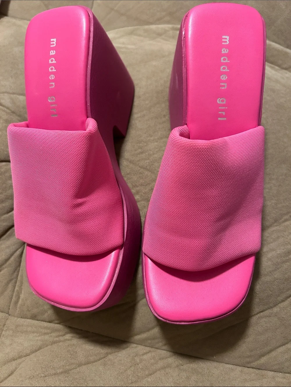 Madden Girl Hot Pink Platform Slide Sandals