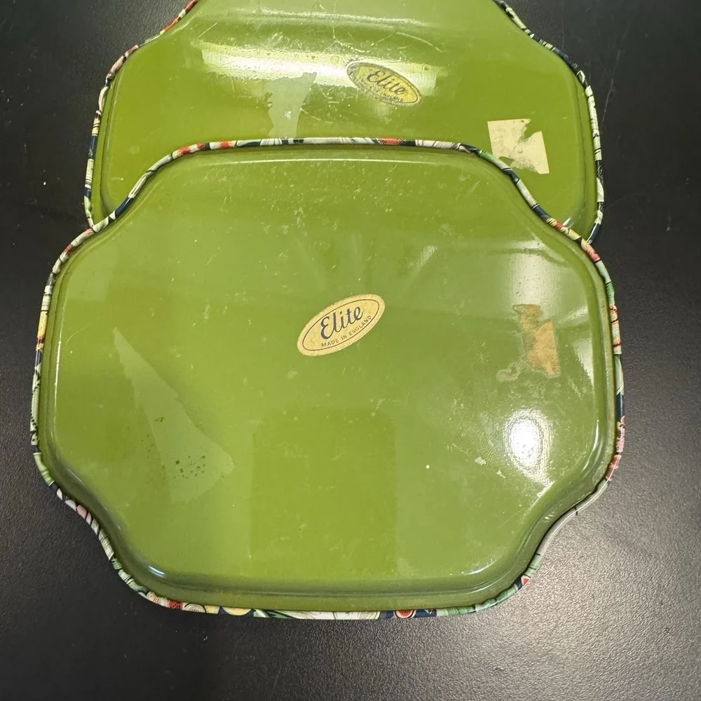 Lot of 2‎ ELITE Metal Decorative Snack Vanity Trays Made in England Floral