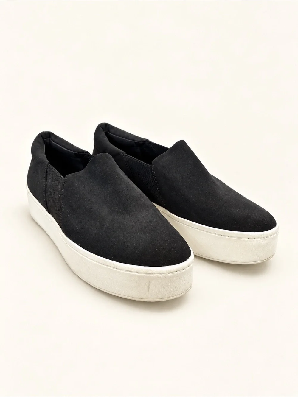 Vince Warren Black Slip-On Platform Sneakers Size 7