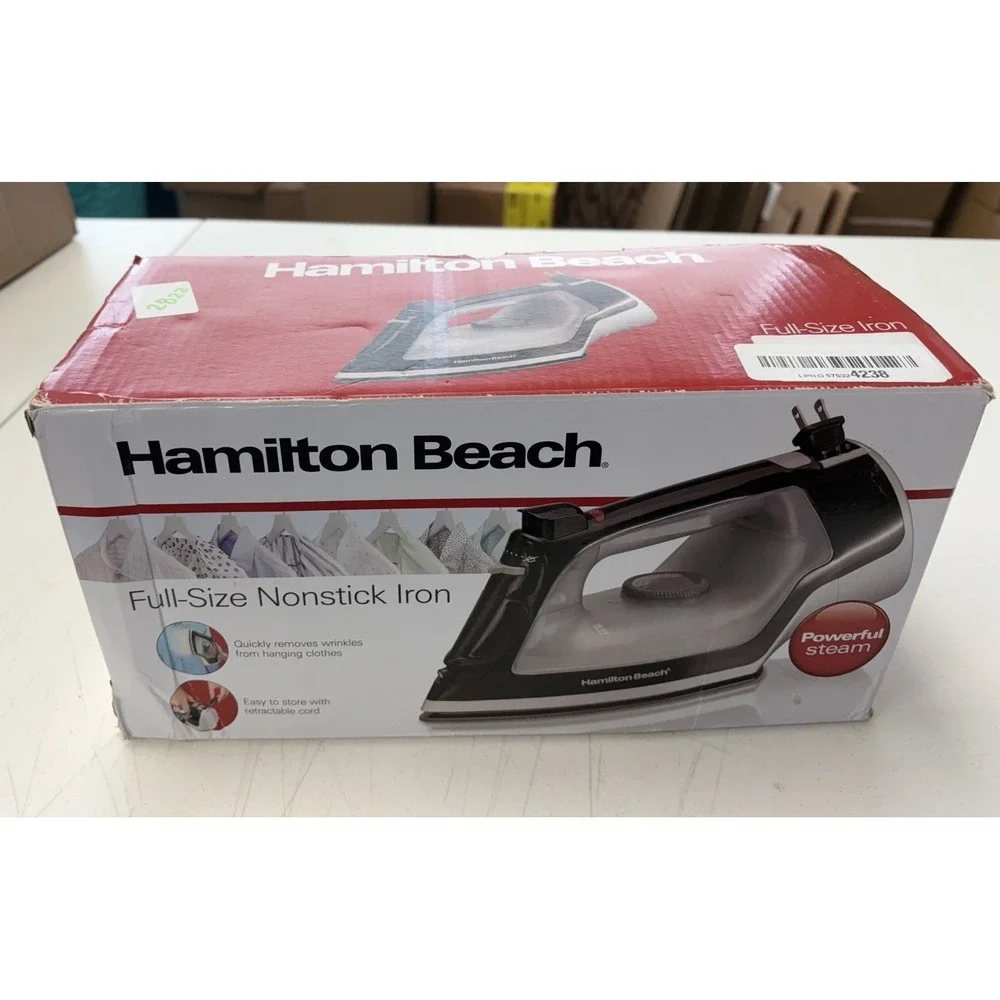 Hamilton Beach Full-Size Nonstick Iron with Retractable Cord 14289F. New Bx Dmg