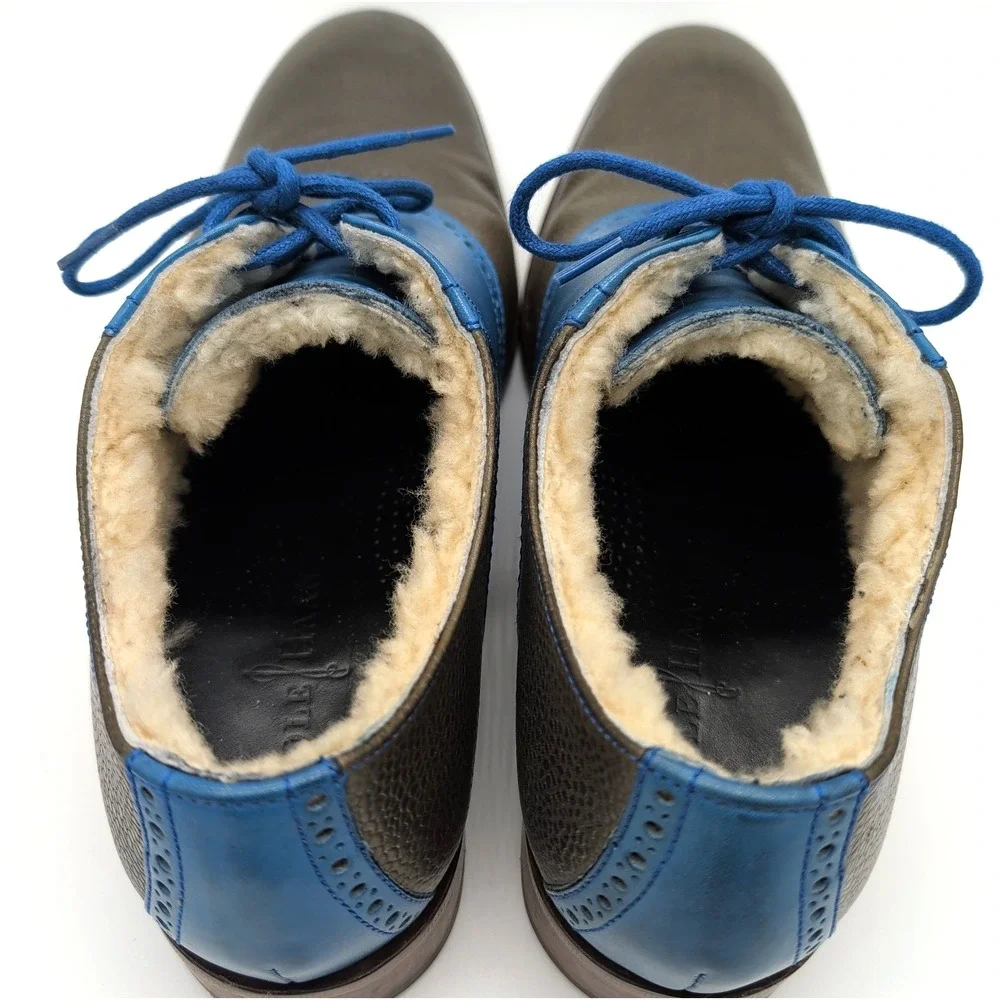 Cole Haan Saddle Oxford Men 10 Brown Blue Excellent Shearling Nike Air C10398