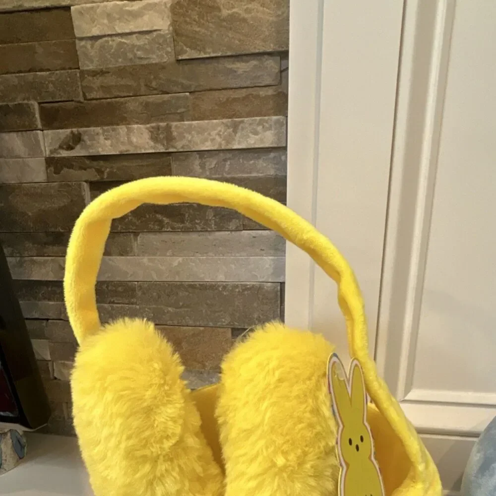 Peeps Plush Bunny Baskets Yellow Blue Set 10x8 in Easter/Candy Themed