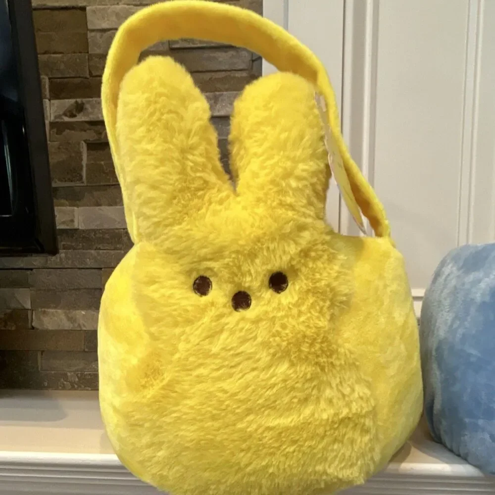 Peeps Plush Bunny Baskets Yellow Blue Set 10x8 in Easter/Candy Themed