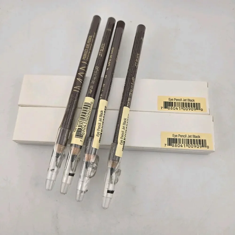 IMAN Perfect Eye Pencil Eyeliner Set Of 4 Jet Black w/ Sharpener Cap .05 Oz New