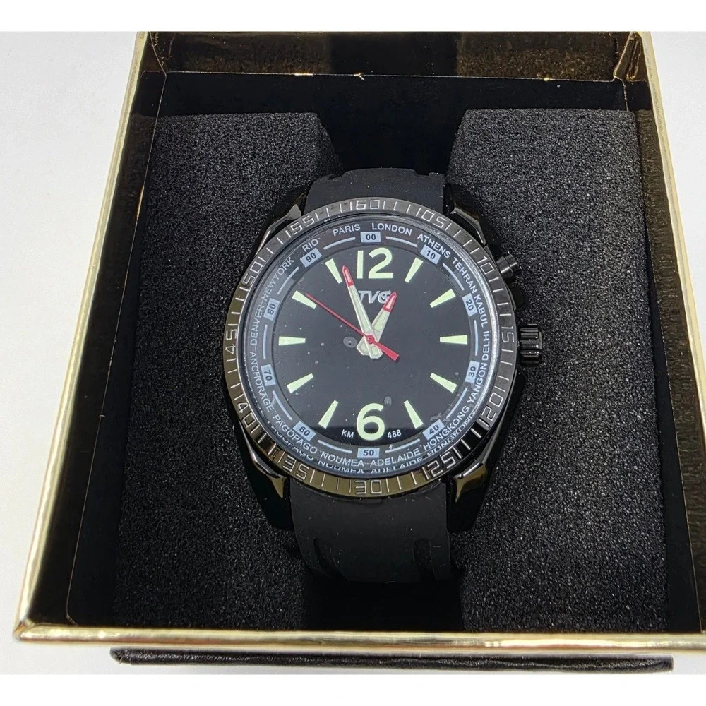 TVG Military‎ Style Black Watch Water Resistant Mens