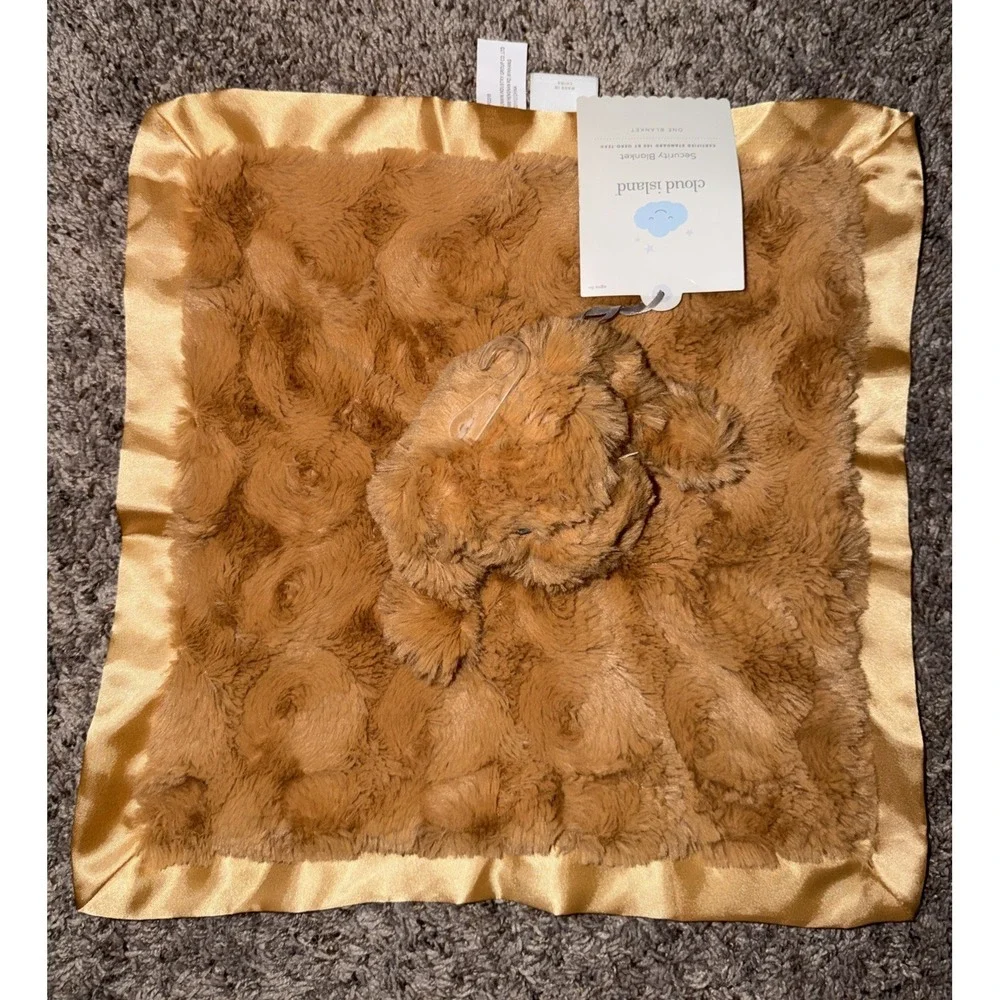 Cloud‎ Island Brown Puppy Dog Security Blanket Lovey Satin Trim Fuzzy Plush New
