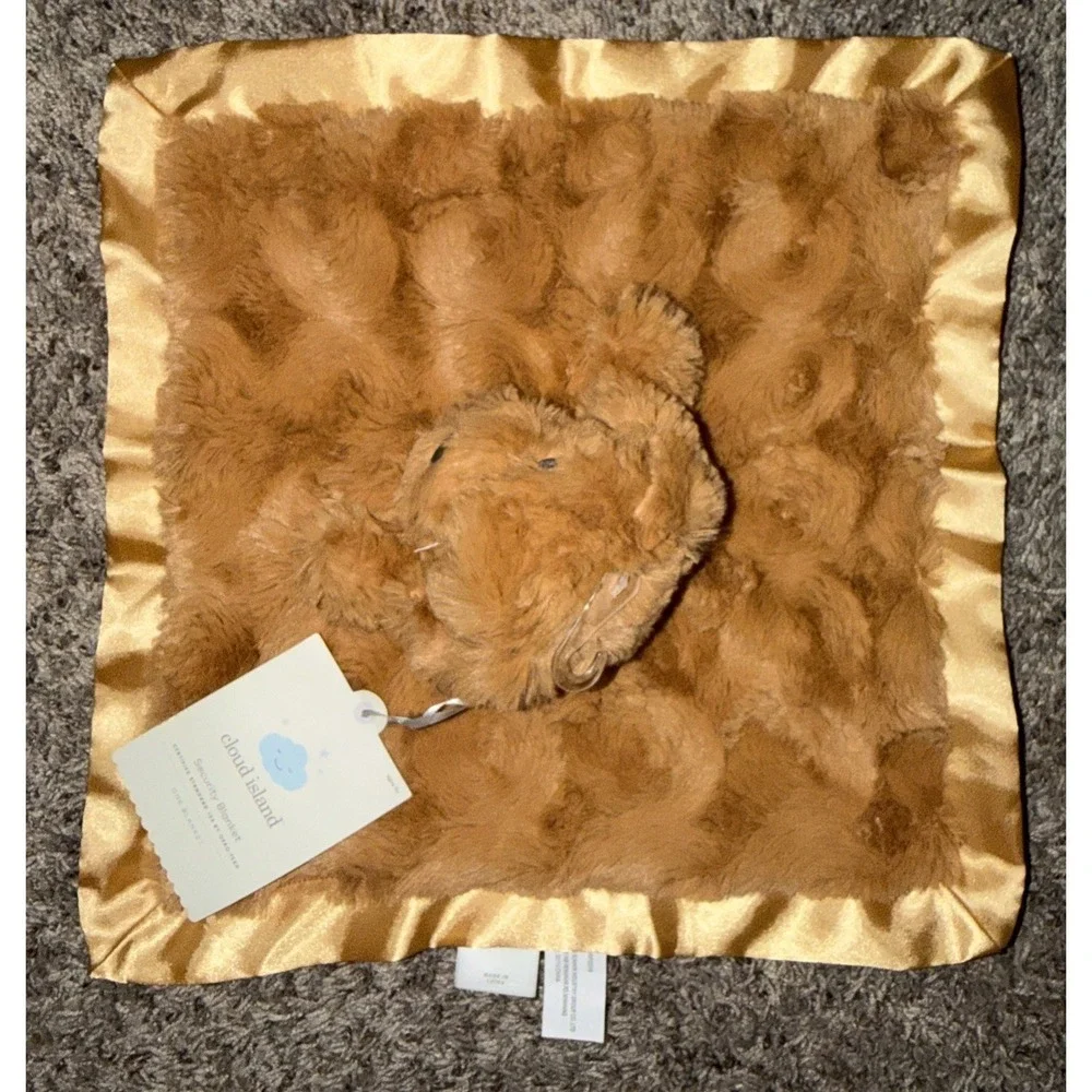 Cloud‎ Island Brown Puppy Dog Security Blanket Lovey Satin Trim Fuzzy Plush New