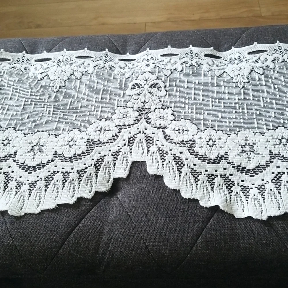Long White Lacey Curtain Panel 96x12