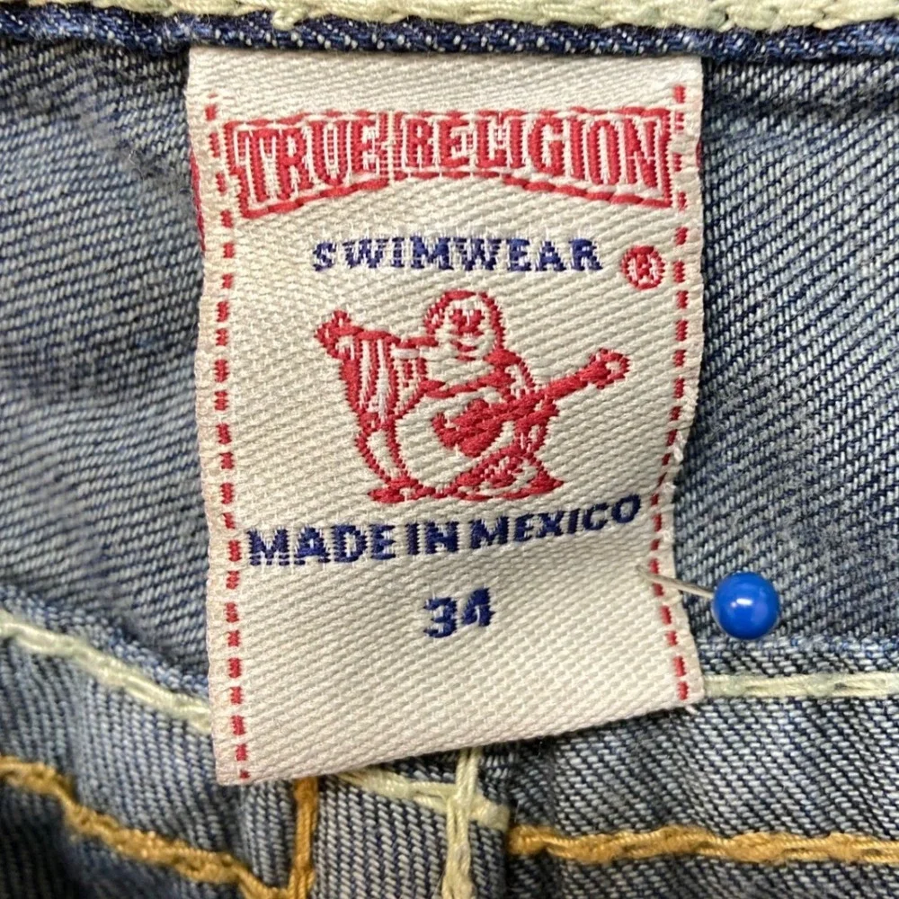 True Religion Board‎ Shorts Mens 34 Blue Excellent Section Surf Contrast Stitch