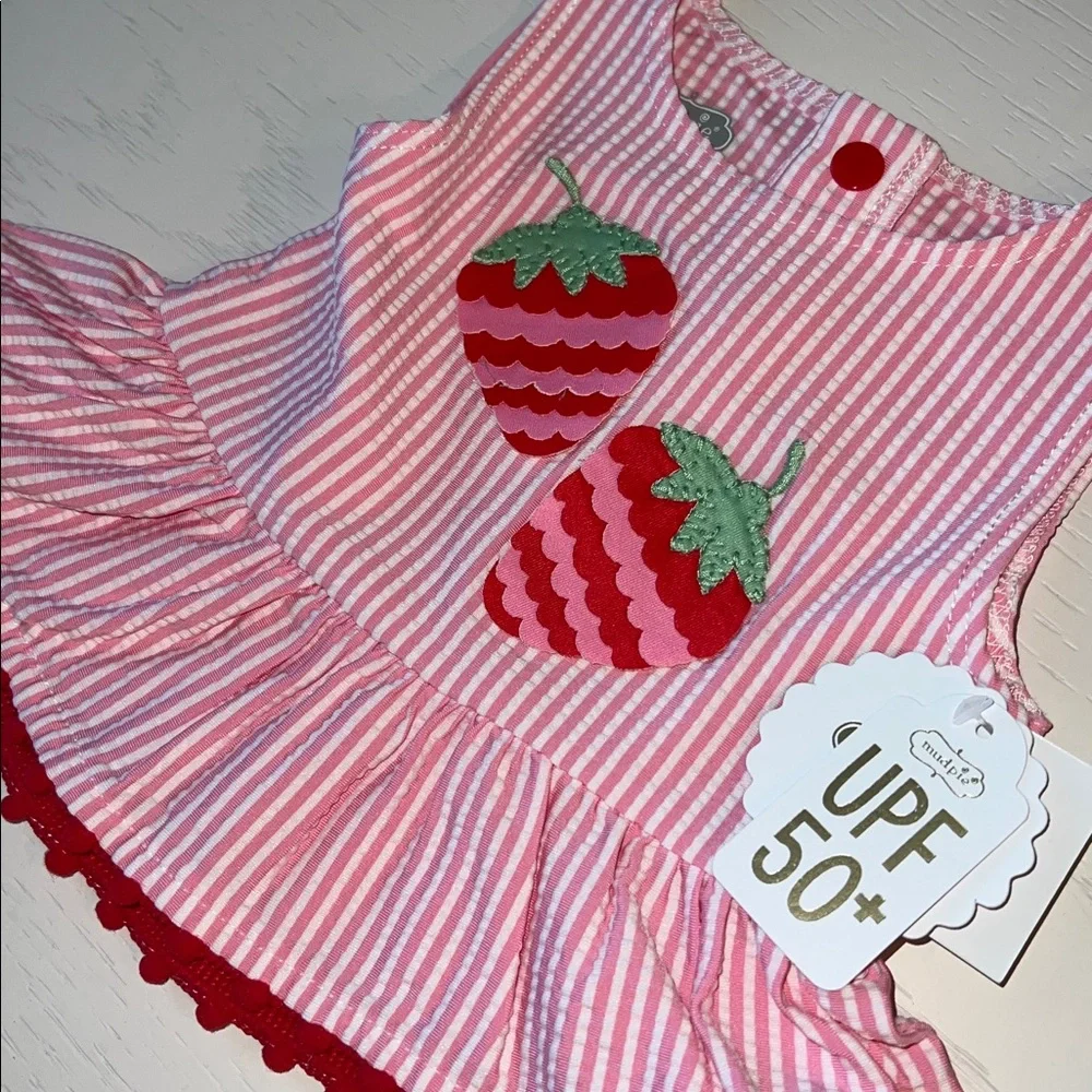 Mud Pie Baby Girl Strawberry Two Piece Swimsuit 3-6 6-9 9-12 12-18 months