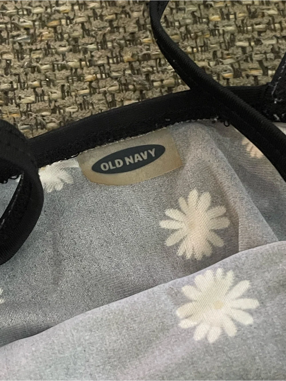 Old Navy Black Daisy Print Peplum One-Piece Swimsuit