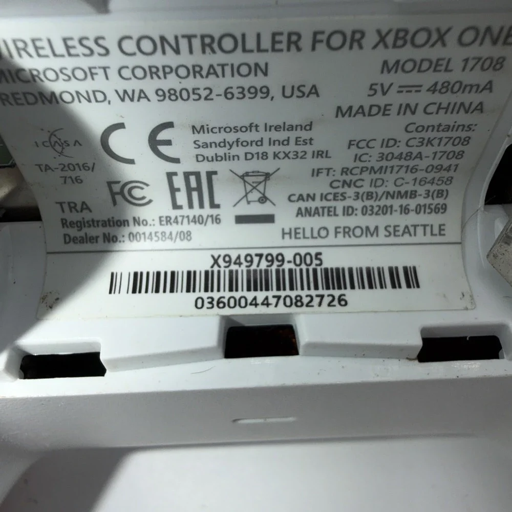 Xbox‎ One Wireless Controller X/S 1708 - White Tested Works