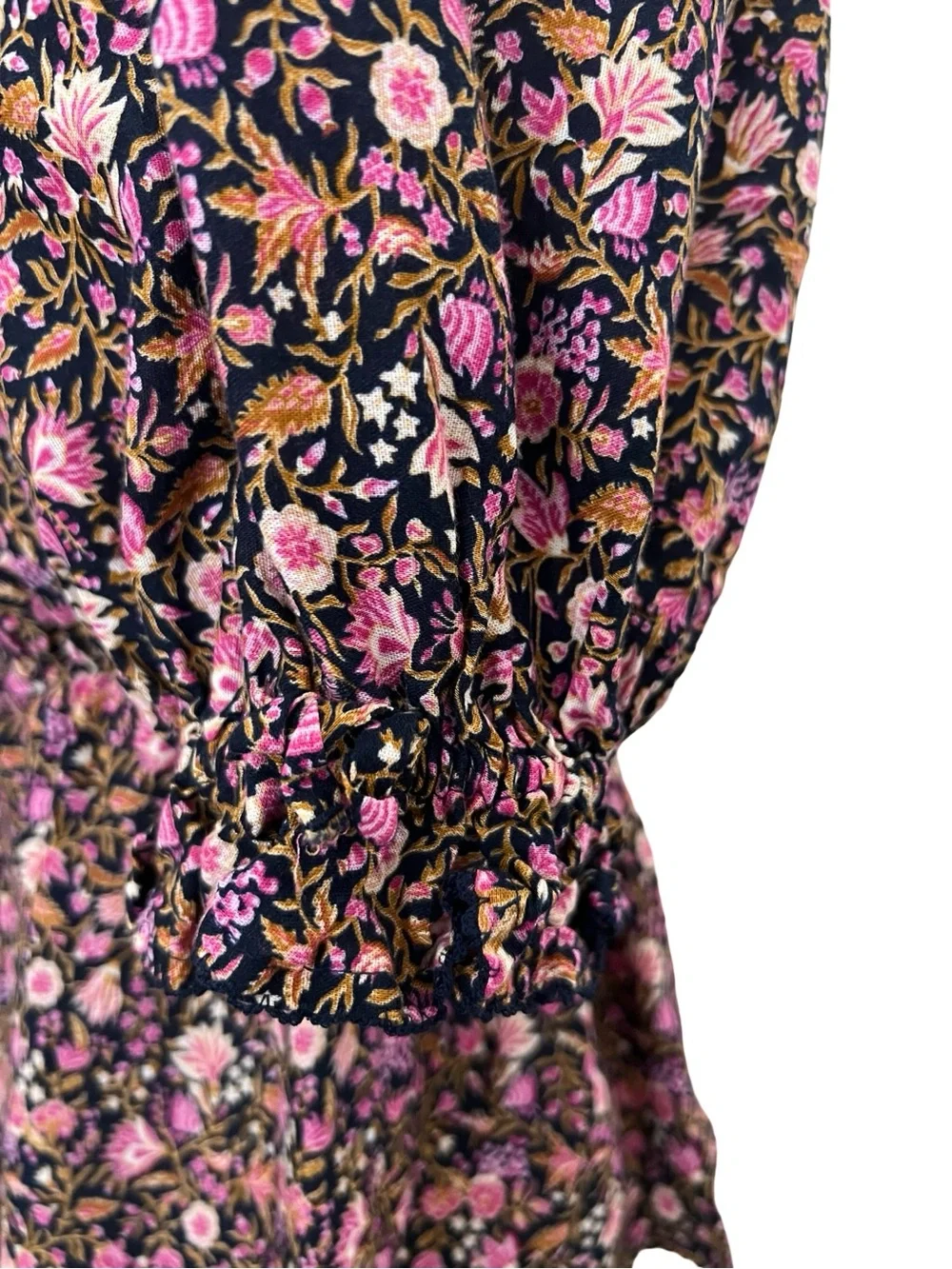 Old Navy Black Floral Square-Neck Smocked Peplum Top