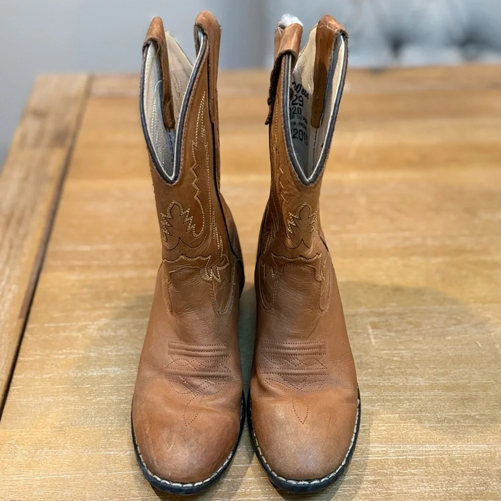 Old West‎ Youth Western Boot #1129 Corona Calf Leather Tan Size 2