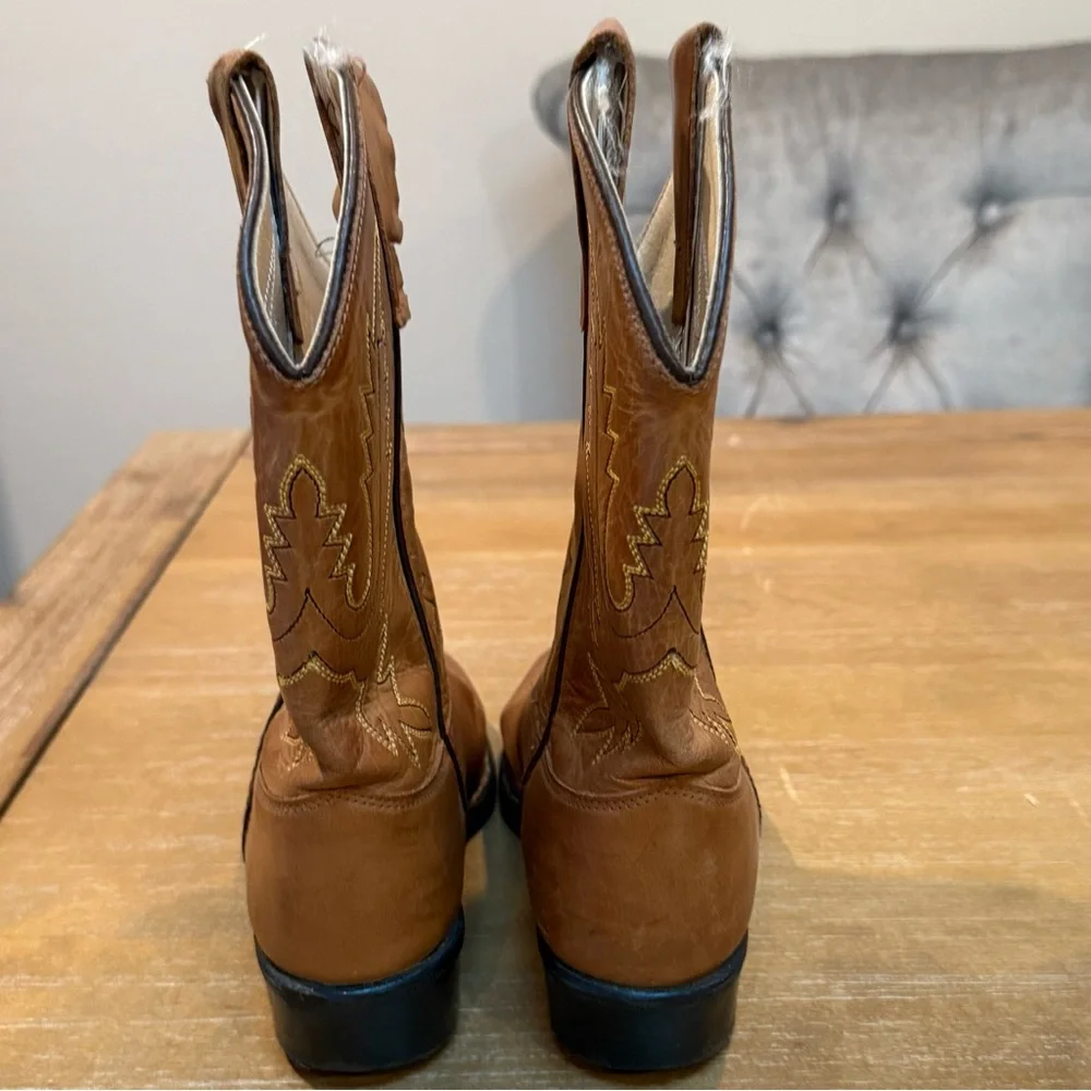 Old West‎ Youth Western Boot #1129 Corona Calf Leather Tan Size 2