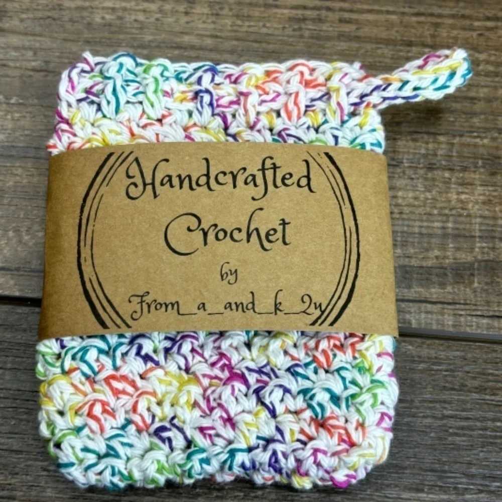 Crochet Bar Soap Saver Cotton Handcrafted Exfoliating Drawstring‎ Pouch Bag