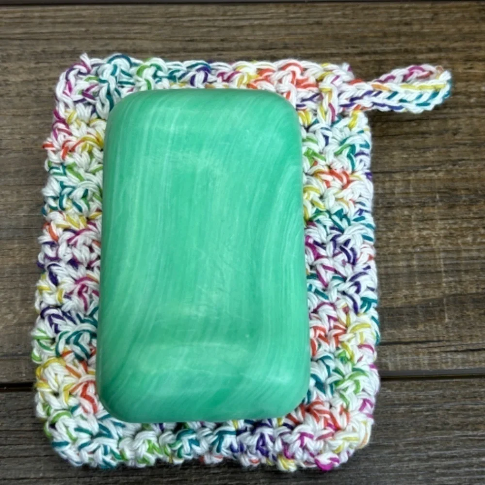 Crochet Bar Soap Saver Cotton Handcrafted Exfoliating Drawstring‎ Pouch Bag