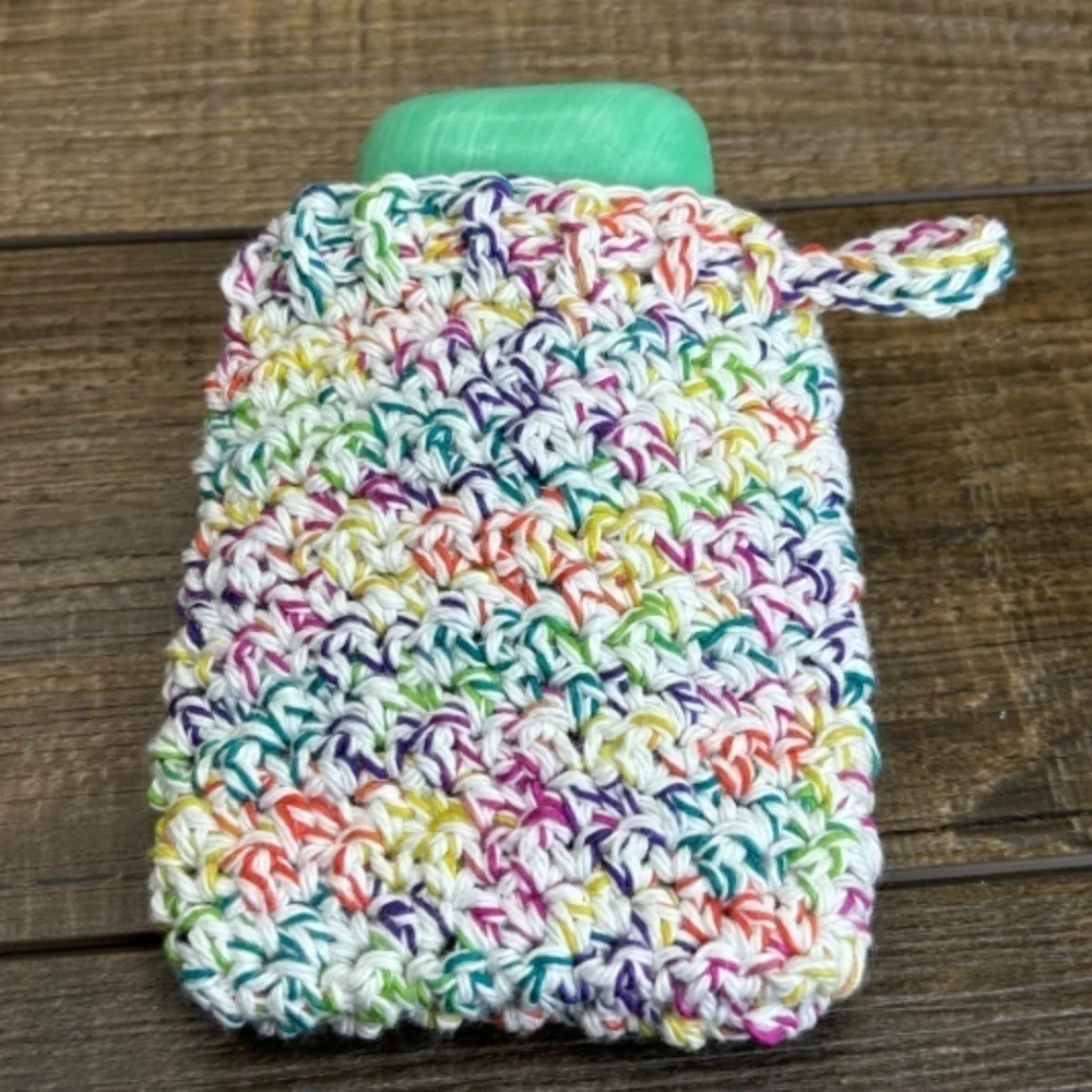 Crochet Bar Soap Saver Cotton Handcrafted Exfoliating Drawstring‎ Pouch Bag