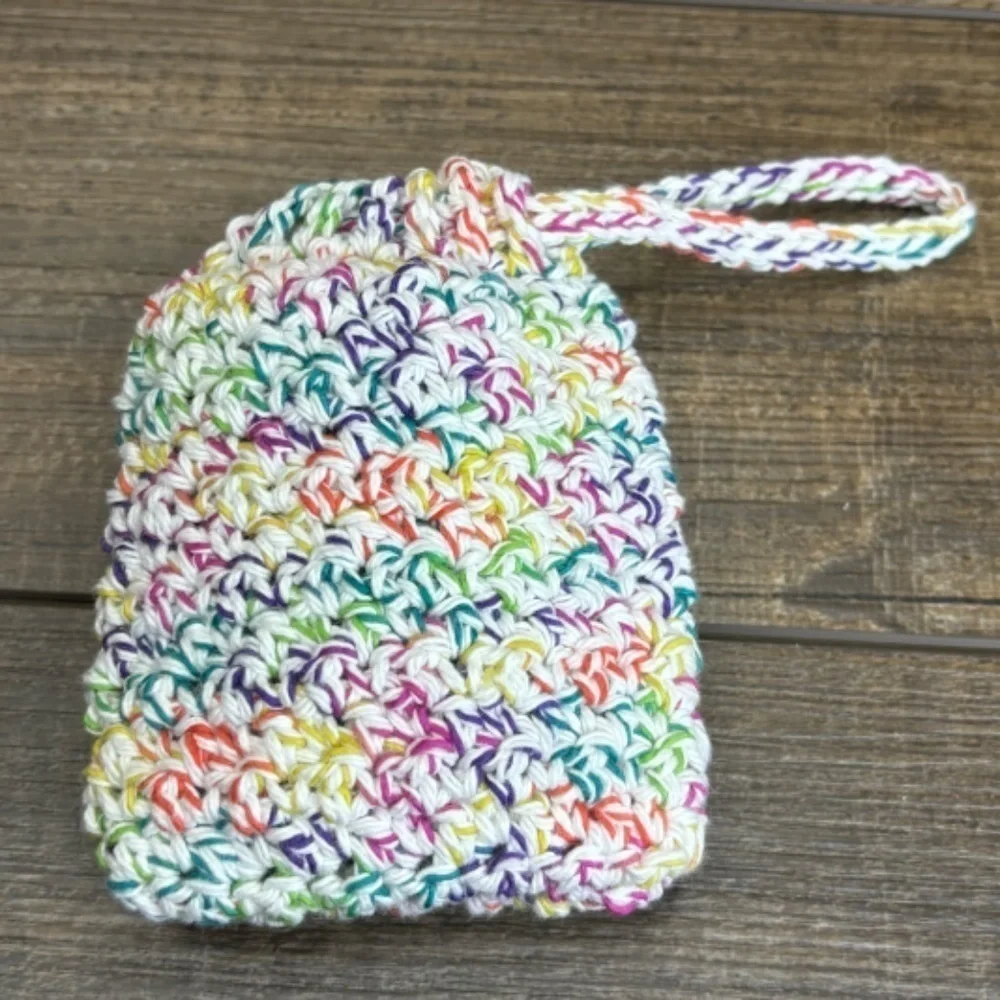 Crochet Bar Soap Saver Cotton Handcrafted Exfoliating Drawstring‎ Pouch Bag