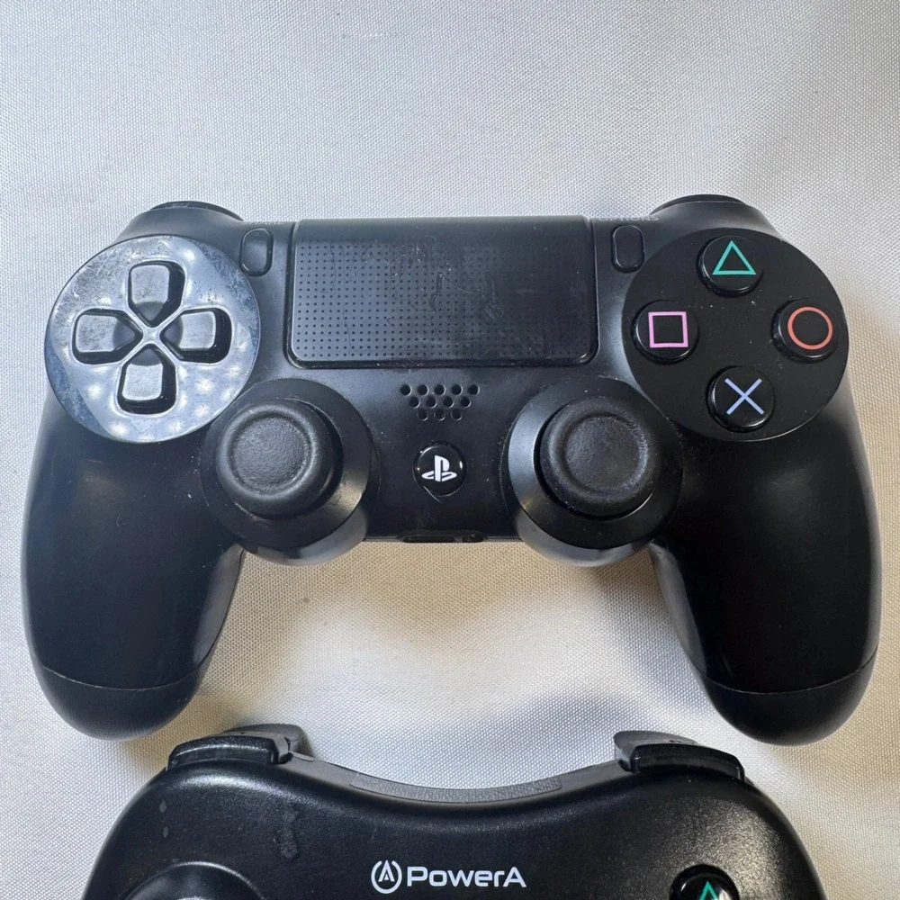 Sony DualShock 4 PS4 Controller & PowerA Wireless PS3 Controller Bundle Black