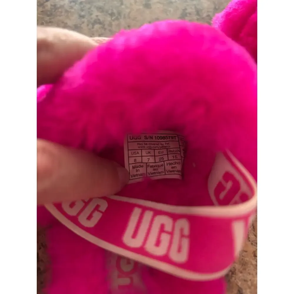 UGG Fluff Yeah Slide Hot Pink Fuzzy Sandals Toddler Girls Size 8